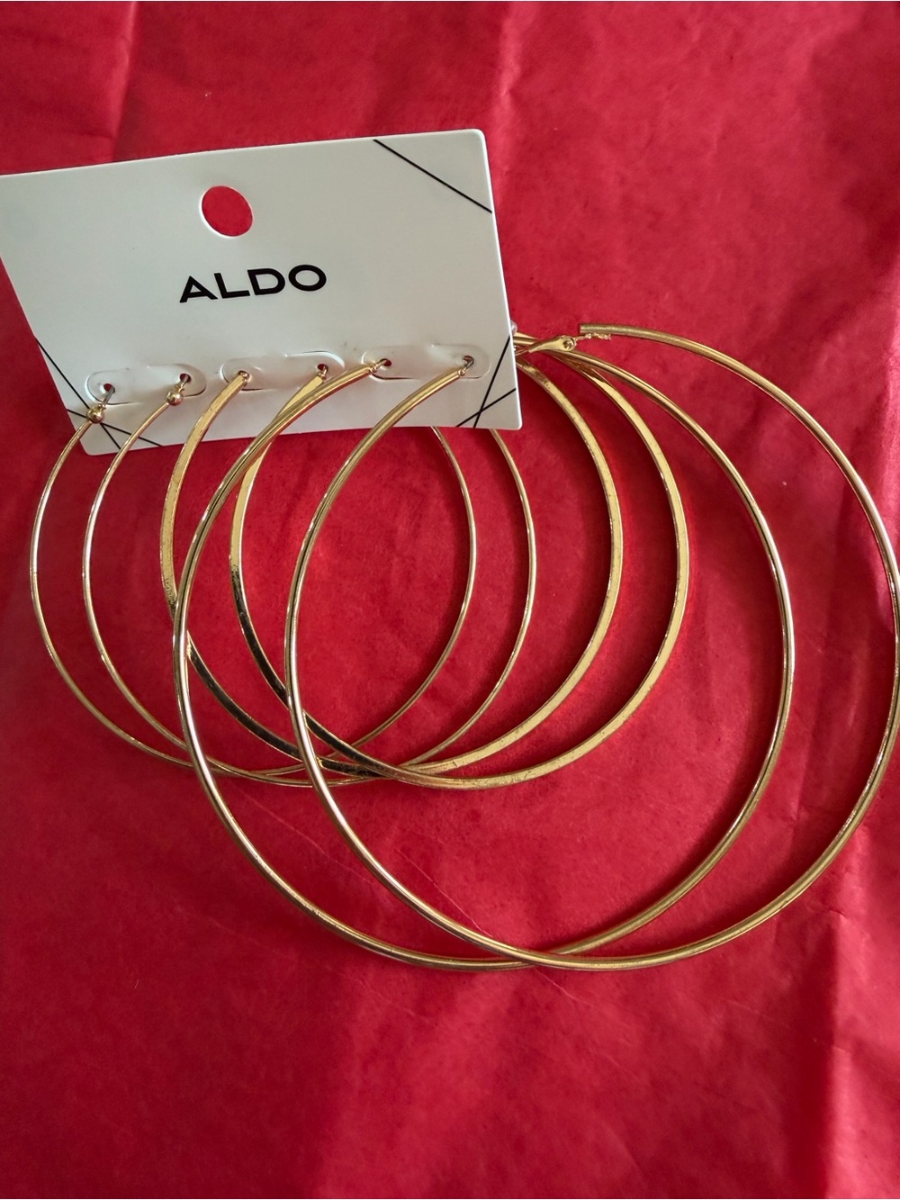 ALDO Gold Hoop Earring Set - Three Pair Mixed Sizes
